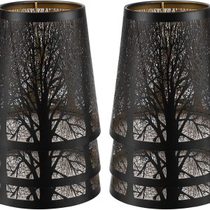 YISUN Chandelier Shades, Small Lamp Shade, Clip On Lamp Shade Outer Black and Inner Gold, Fit for Table Wall Lamp Candle Lamp 4.3 x 5.5 x 5.9 Inch