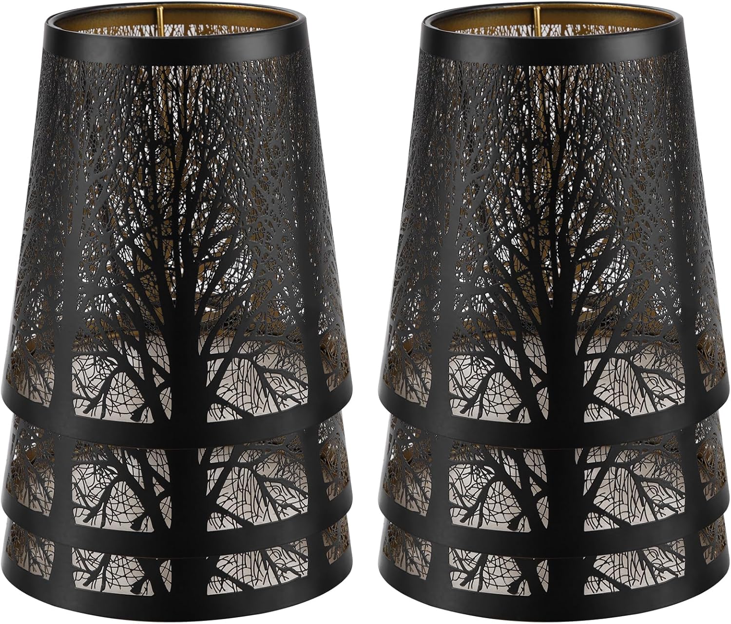 YISUN Chandelier Shades, Small Lamp Shade, Clip On Lamp Shade Outer Black and Inner Gold, Fit for Table Wall Lamp Candle Lamp 4.3 x 5.5 x 5.9 Inch