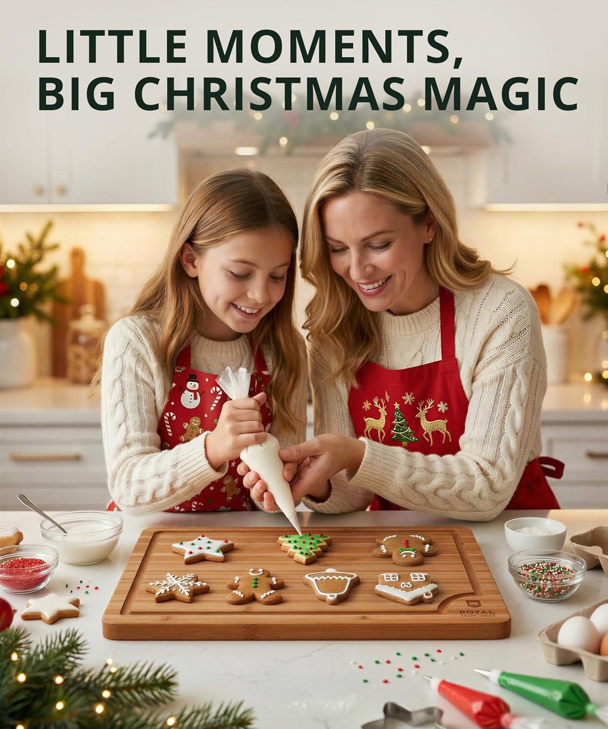 ROYAL CRAFT WOOD Wooden Cutting Boards for Kitchen Meal Prep & Serving - Bamboo Wood Serving Board Set with Deep Juice Groove Side Handles - Charcuterie & Chopping Butcher Block for Meat (3 Pcs) - Image 9