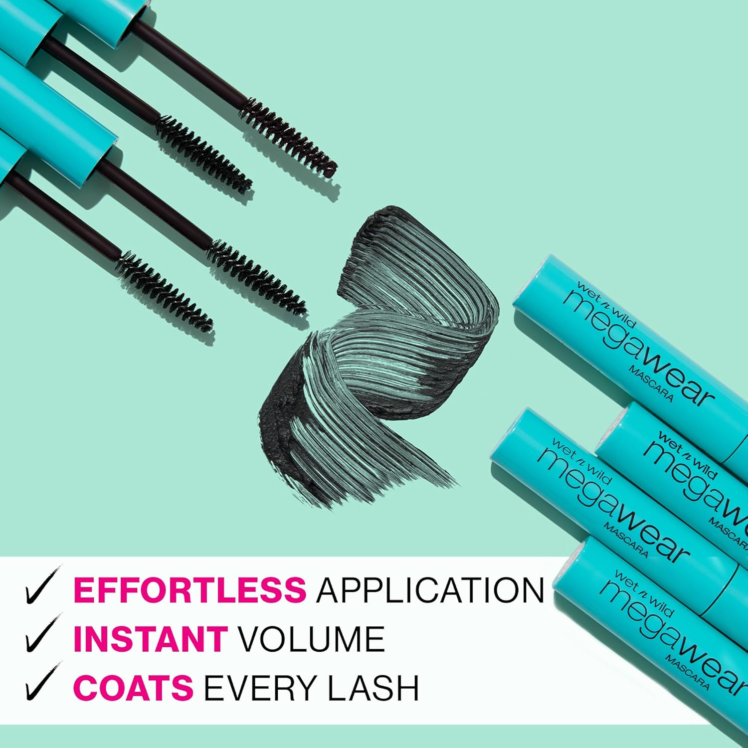 wet n wild Enhance and Define Megawear Mascara, Gentle Gel Volumizing Formula that Promotes Full & Healthy Lashes, Enriched with Soy Protein & Panthenol, Cruelty-Free & Vegan - Black - Image 2