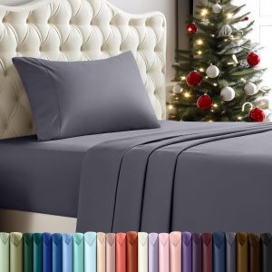 Utopia Bedding Twin Sheet Set – 3 Piece Bed Sheets for Twin Size Bed, Soft and Breathable Microfiber, Includes 1 Fitted Sheet, 1 Flat Sheet and 1 Pillowcase (Grey)