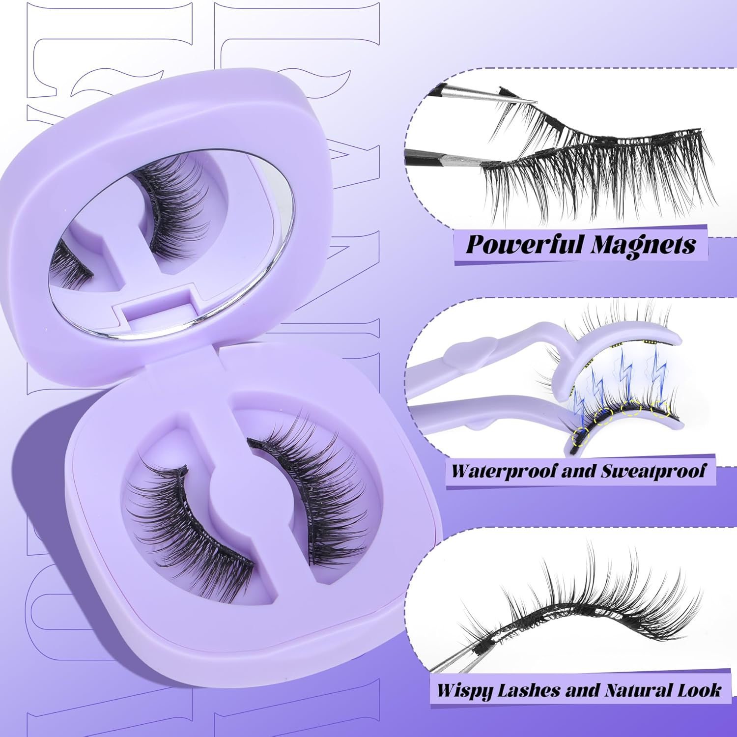 Magnetic Eyelashes with Applicator Wispy Magnetic Eyelashes Natural Look Magnetic Lashes NO Need Glue False Eyelashes with Magnets Eyelashes without Eyeliner by Lanflower - Image 5
