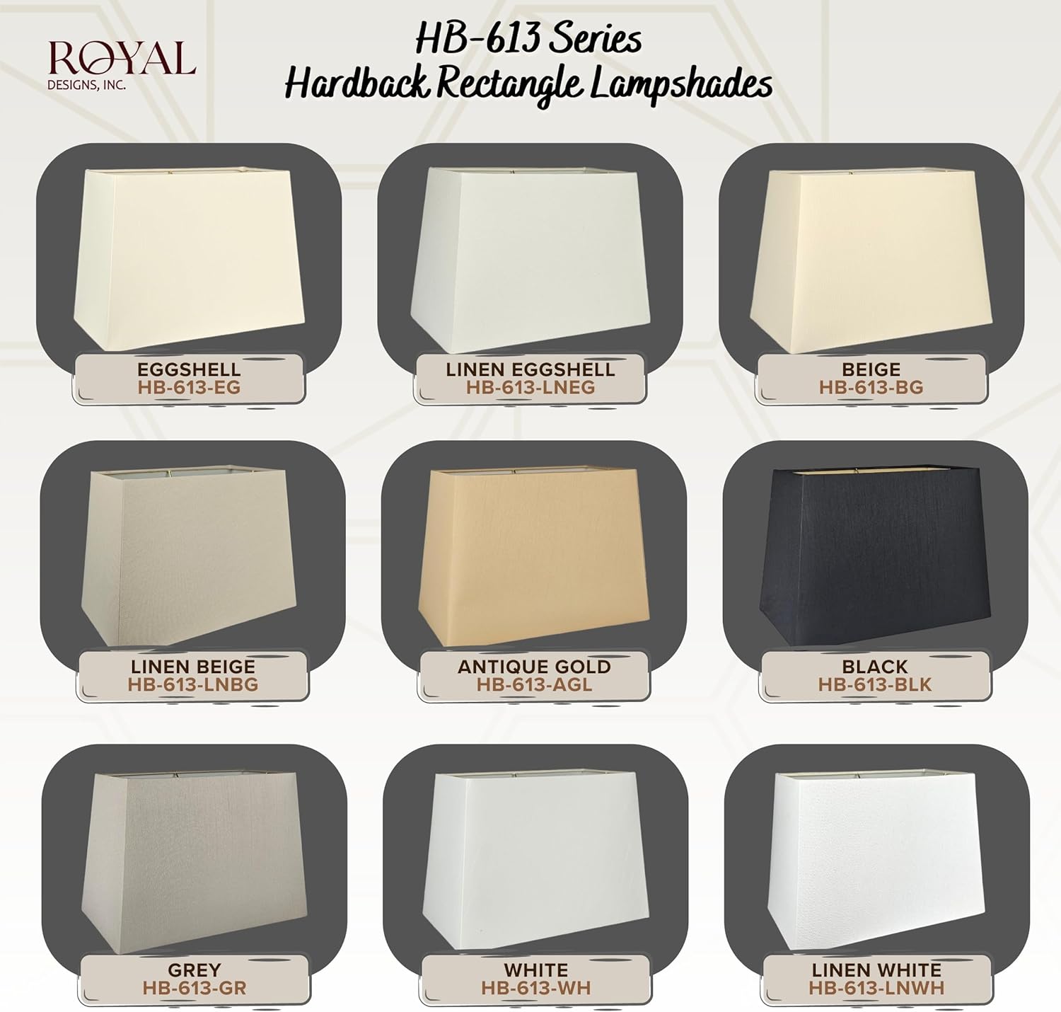 Royal Designs, Inc. HB-613-14BLK Rectangle Hardback Lamp Shade, (6 x 12) x (8 x 14) x 10, Black with Gold - Image 6