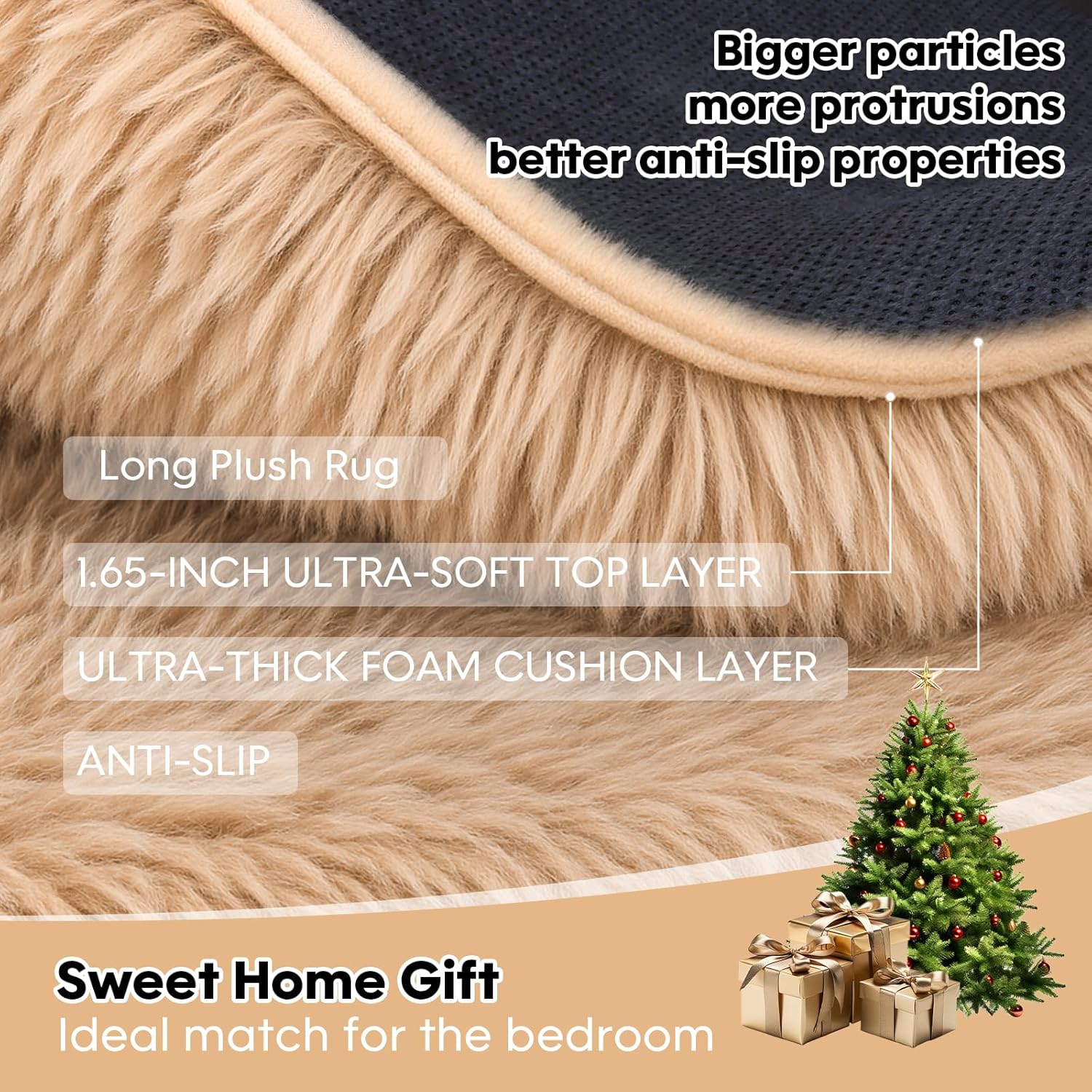 8x10 Area Rugs Living Room, Beige Large Plush Fluffy Bedroom Carpet, Non-Slip Upgraded Indoor Thick Soft Rug, Modern Plush Carpet Suitable for Kids Home Decor Aesthetics Dorm. - Image 6