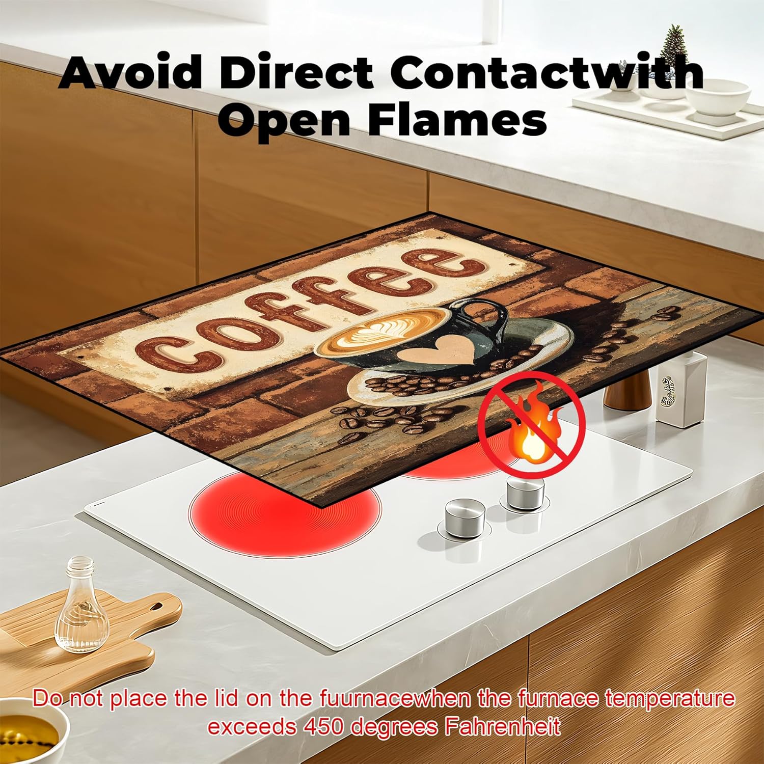 Heat-Resistant Glass Stove Top Cover with Anti-Slip Rubber Coating – Electric Stove Protector, Scratch-Resistant, Counter Space Decor Mat (Coffee, 28.5"L x 20.5"W) - Image 3