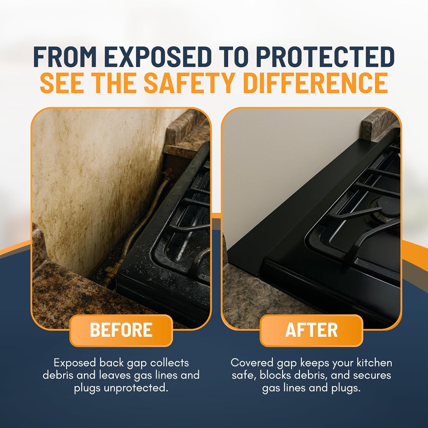 30” Slide In Range Gap Filler Kit, Slide-In Range Rear Gap Filler & Range Trim Kit, Universal Stove Gap Cover Between Stove and Wall Guard, Aluminum Cooktop Trim Kit for Whirlpool & Most Brands, Black - Image 6