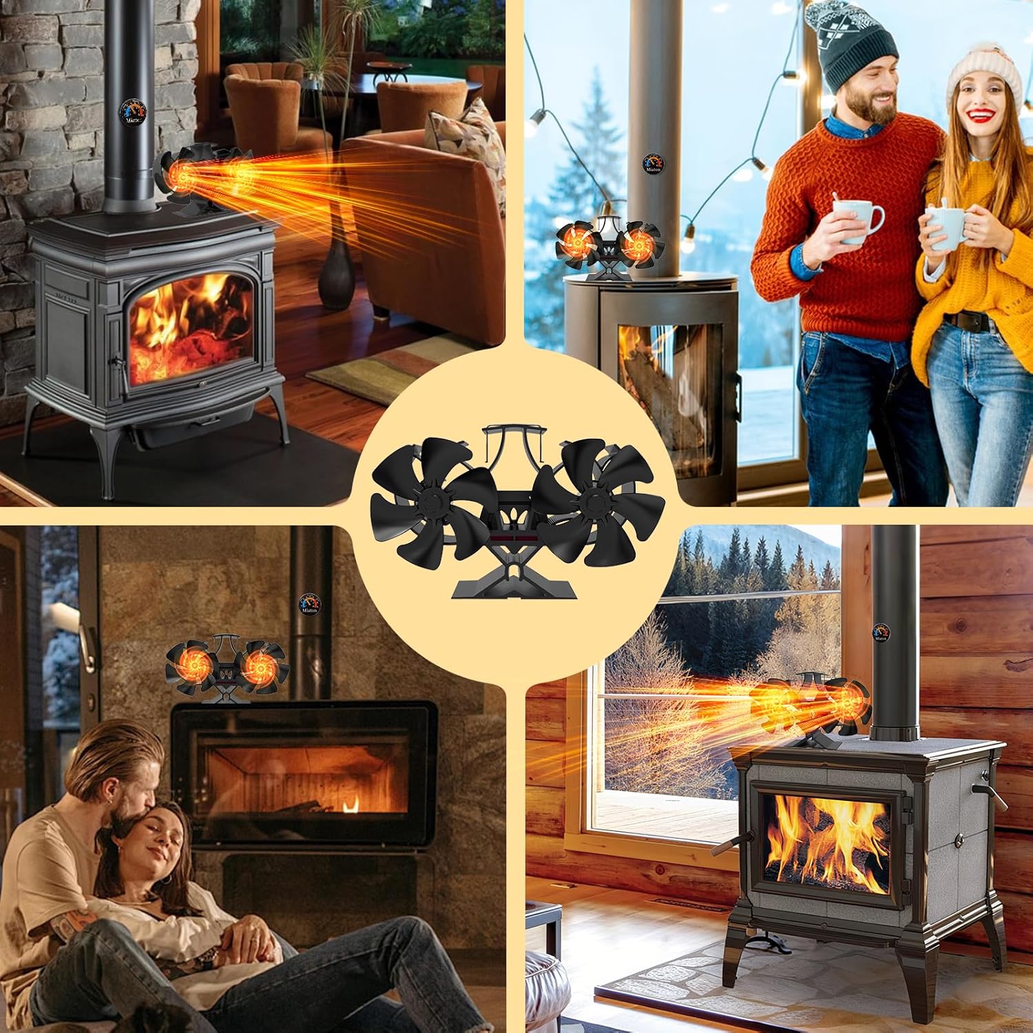 Wood Stove Fan Heat Powered | Non Electric Heat Activated Fan for Wood Burning Stove| Thermoelectric Fireplace Fan | Stove Accecories w/Thermometer - Image 8