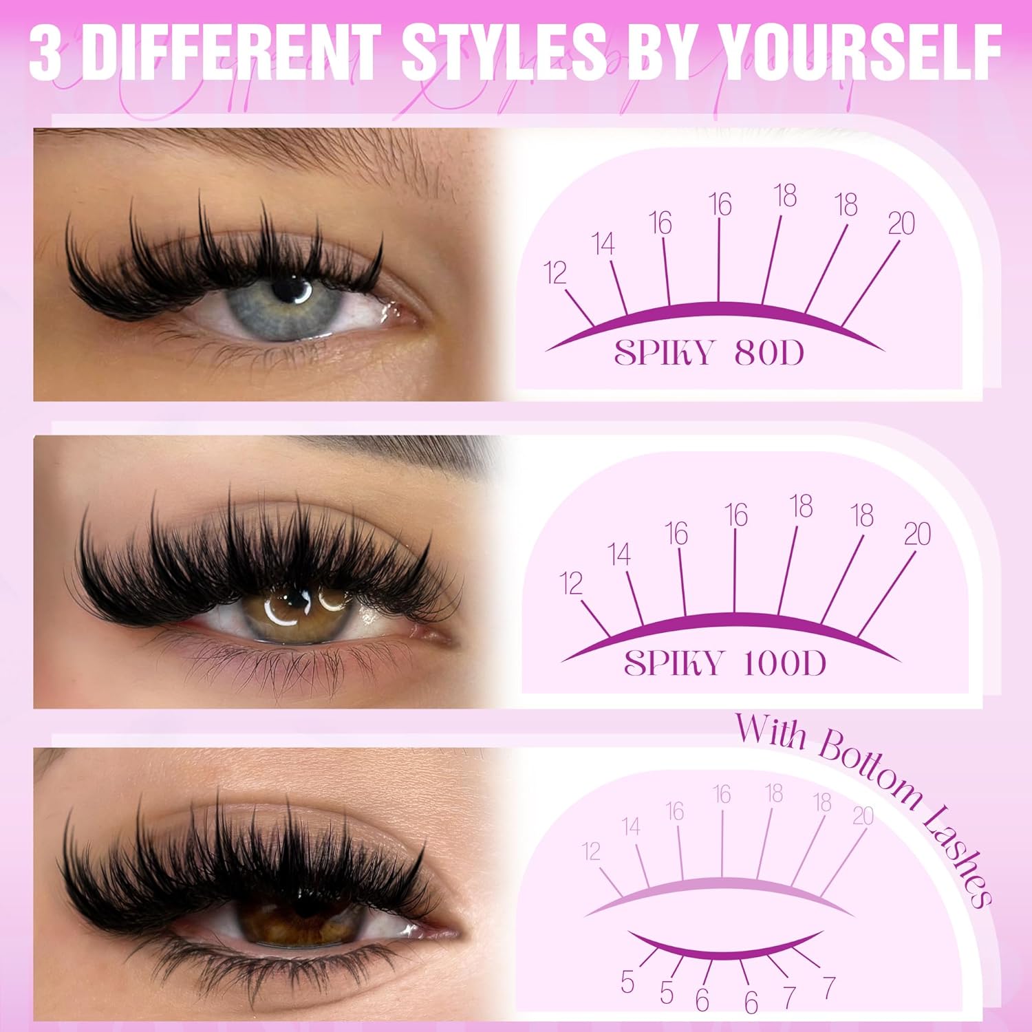 Spiky Lash Clusters Manga Eyelash Clusters D Curve Cluster Eyelash Extensions Wispy Cluster Lashes with Bottom Lashes 12-20mm Fairy Individual Lashes by Lanflower - Image 2