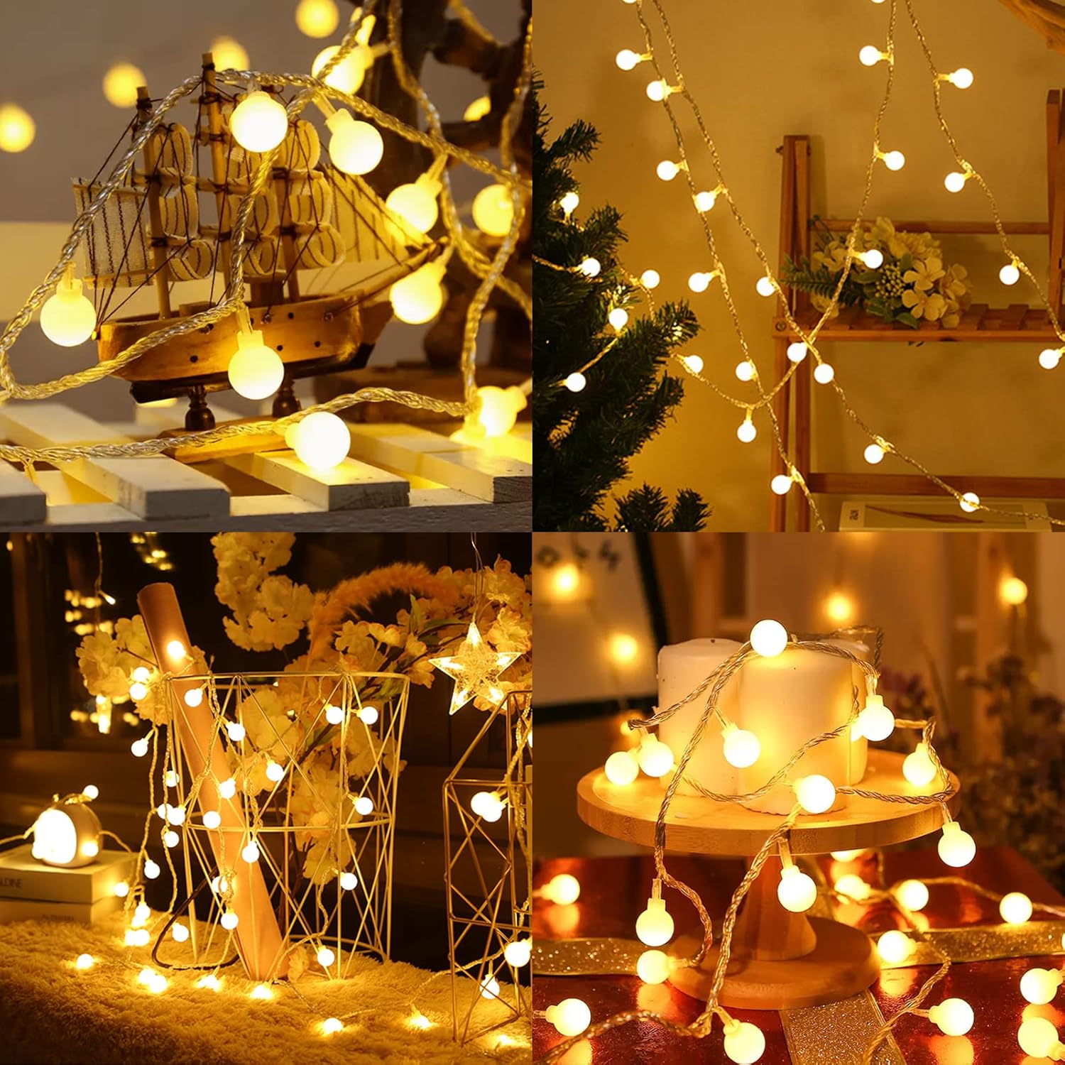 Dailyart Globe String Lights, 100Led 59FT Waterproof Fairy Lights Plug in 8 Modes with Remote Control, Brightness Adjustable &Timing String Lights Indoor Outdoor, Fairy Lights for Bedroom, Warm White - Image 8