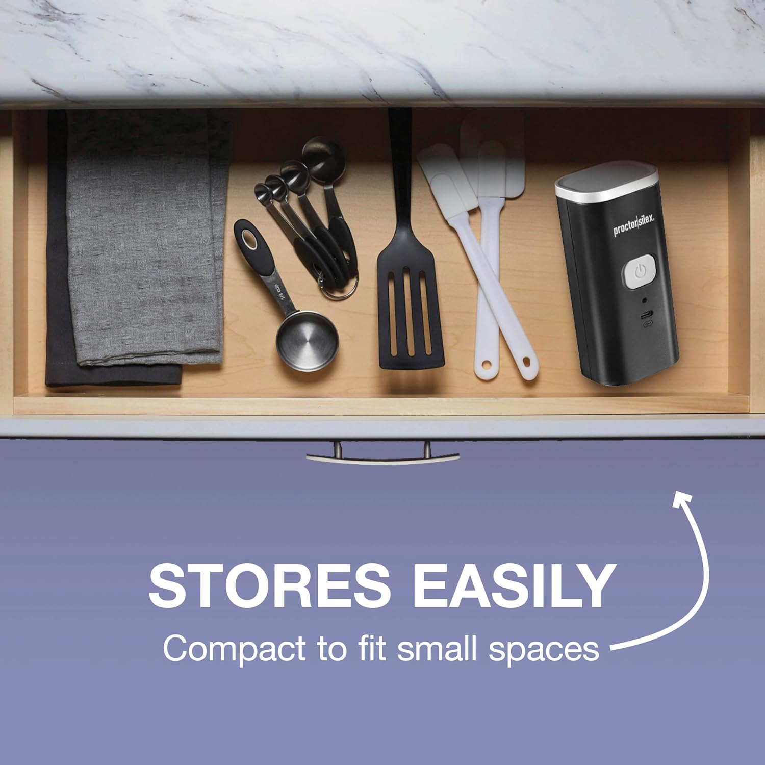 Proctor Silex Automatic Electric Can Opener, Hands Free Cordless Operation & USB Rechargeable, Self-Aligning, Cut Smooth Touch Lid Edges, Compact and Easy to Store, Black - Image 5