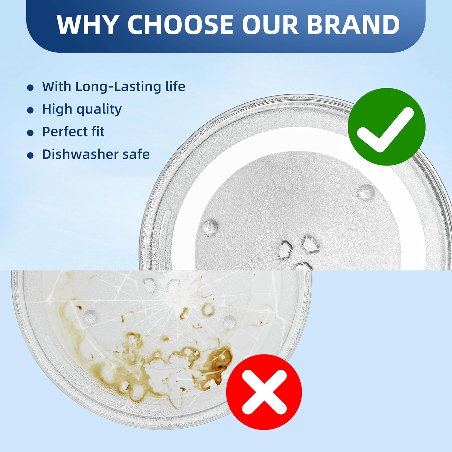 13.5" Microwave Glass Plate Replacement F06015Q00AP WB39X10032 Fit GE Panasonic Frigidaire-13 1/2" Microwave Glass Turntable Tray Replaces 5304464116 5304509621 Fit FFMV162LSA CFMV152CLBA CFMV157GBA - Image 5