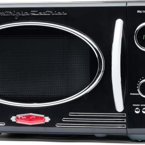 Nostalgia Retro Countertop Microwave Oven - Large 800-Watt - 0.9 cu ft - 12 Pre-Programmed Cooking Settings - Digital Clock - Kitchen Appliances - Black