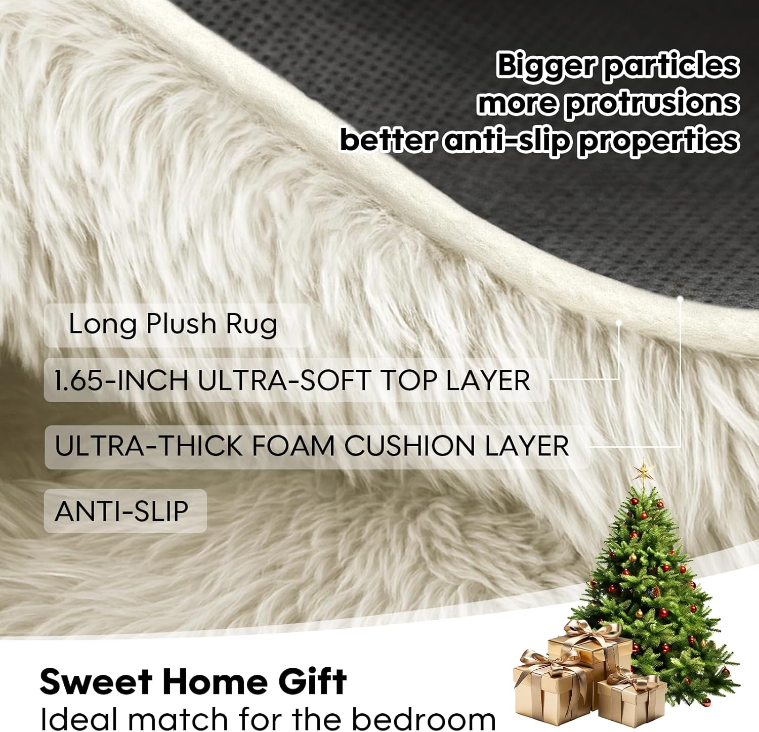 8x10 Area Rugs Living Room, Cream White Large Plush Fluffy Bedroom Carpet, Non-Slip Upgraded Indoor Thick Soft Rug, Modern Plush Carpet Suitable for Kids Home Decor Aesthetics Dorm. - Image 7
