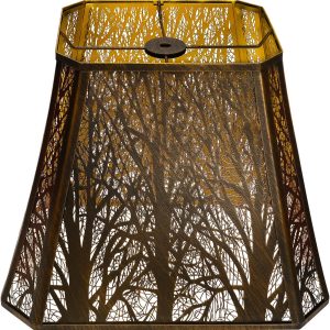 Rectangle Large Metal Lampshade Forest Etching Forest Lamp Shade Pattern Fits For Table Lamps And Floor Lamps Spider Fitter (8+6)" Top x (13.8+8)" Bottom x 11" High