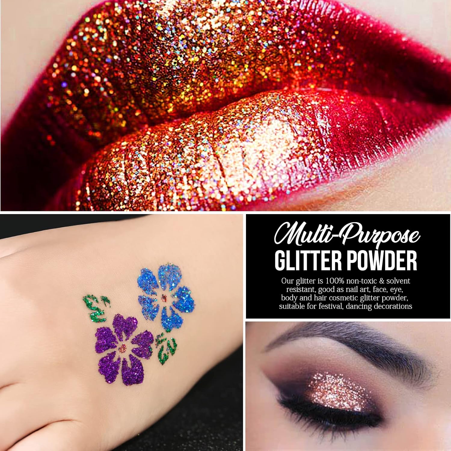 Teenitor Fine Glitter, 32 Jars, Each 8g GlitterAssorted Set for Color Arts and Craft , Eyeshadow, Makeup, Nail Art Pigment - Image 5