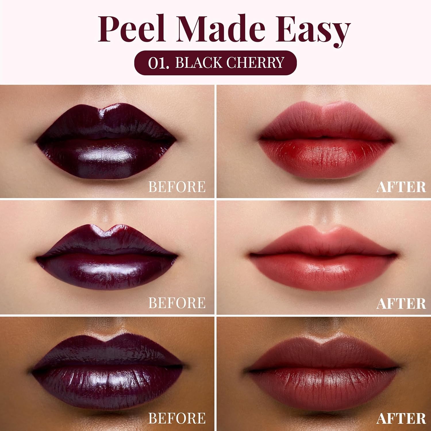 Peripera Ink Peel Off Lip Stain - Long Lasting, Transfer-Proof, Waterproof Korean Lip Tint with Color-Changing Peel-Off Formula (01 BLACK CHERRY) - Image 2