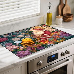Merry Christmas Heat-Resistant Stove Top Cover with Anti-Slip Rubber Coating – Electric Stove Protector, Scratch-Resistant, Expands Counter Space (color 1, 28.5"L x 20.5"W)