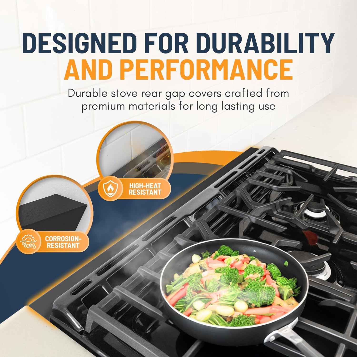 30” Slide In Range Gap Filler Kit, Slide-In Range Rear Gap Filler & Range Trim Kit, Universal Stove Gap Cover Between Stove and Wall Guard, Aluminum Cooktop Trim Kit for Whirlpool & Most Brands, Black - Image 2