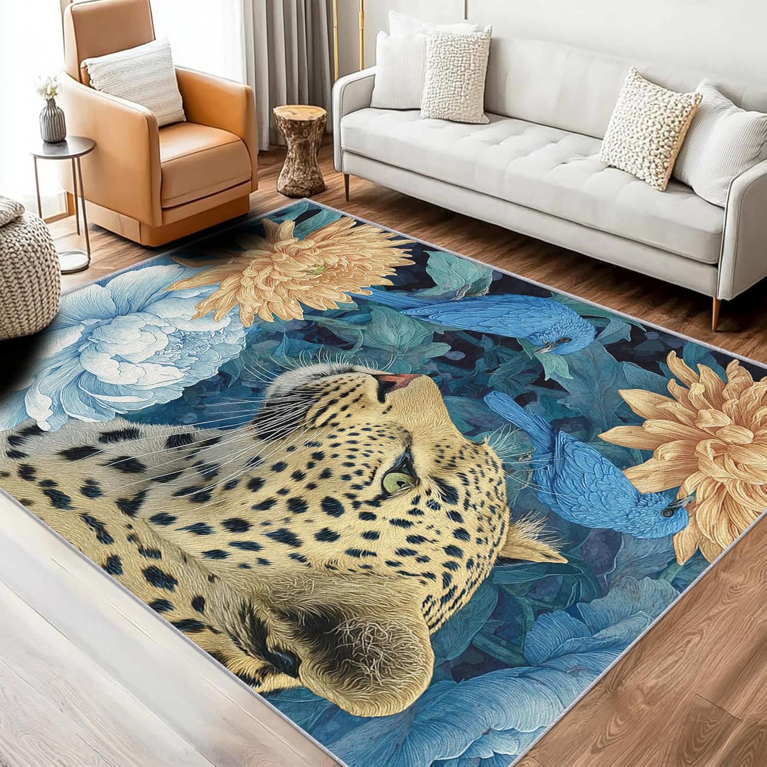 Leopard Rug 4x6 Cheetah Wild Animal Pattern, Washable Living Room Bedroom Area Rugs, Leopard Decor for Home, Soft Non Slip Indoor Carpet, Low Pile Design & J161 - Image 2