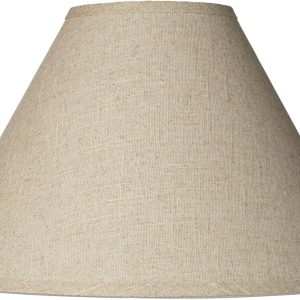 6" Top x 17" Bottom x 11 1/2" High x 11 1/2" Slant Lamp Shade Replacement Large Beige Brown Empire Round Rustic Farmhouse Western Fine Burlap Fabric Spider Harp Finial - Springcrest