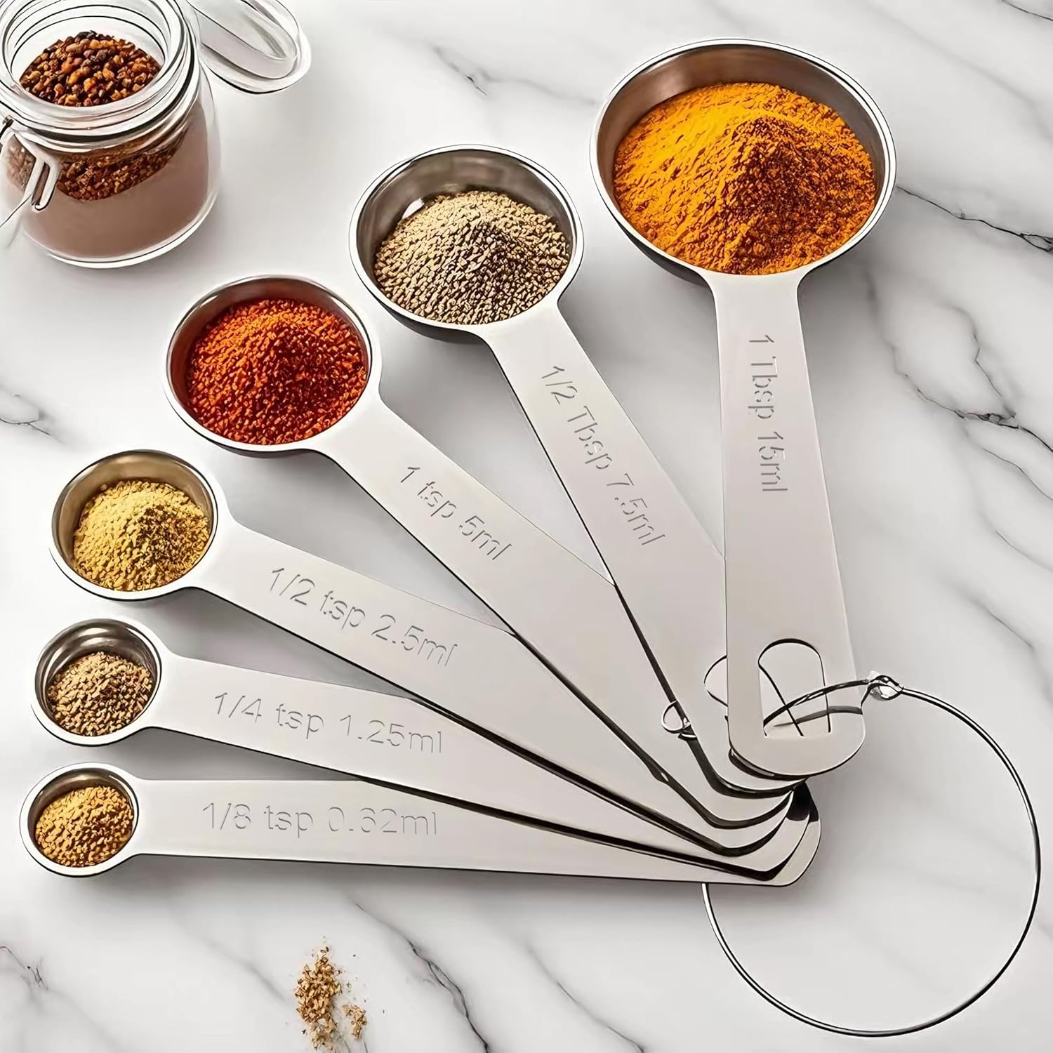 TILUCK Stainless Steel Measuring Spoons Set,Coffee Scoop Spoon,Kitchen Gadgets for Cooking & Baking,Set of (6) - Image 6
