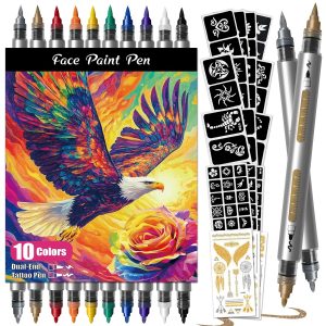 K KERNOWO Temporary Tattoo Markers for Skin - Henna Body Tattoo Kit Dual-End Visible Capacity Tattoo Pen for Girls & Adults, Body Painting Kit Teen Girl Gifts Trendy Stuff, Cool Birthday Gift for Teen