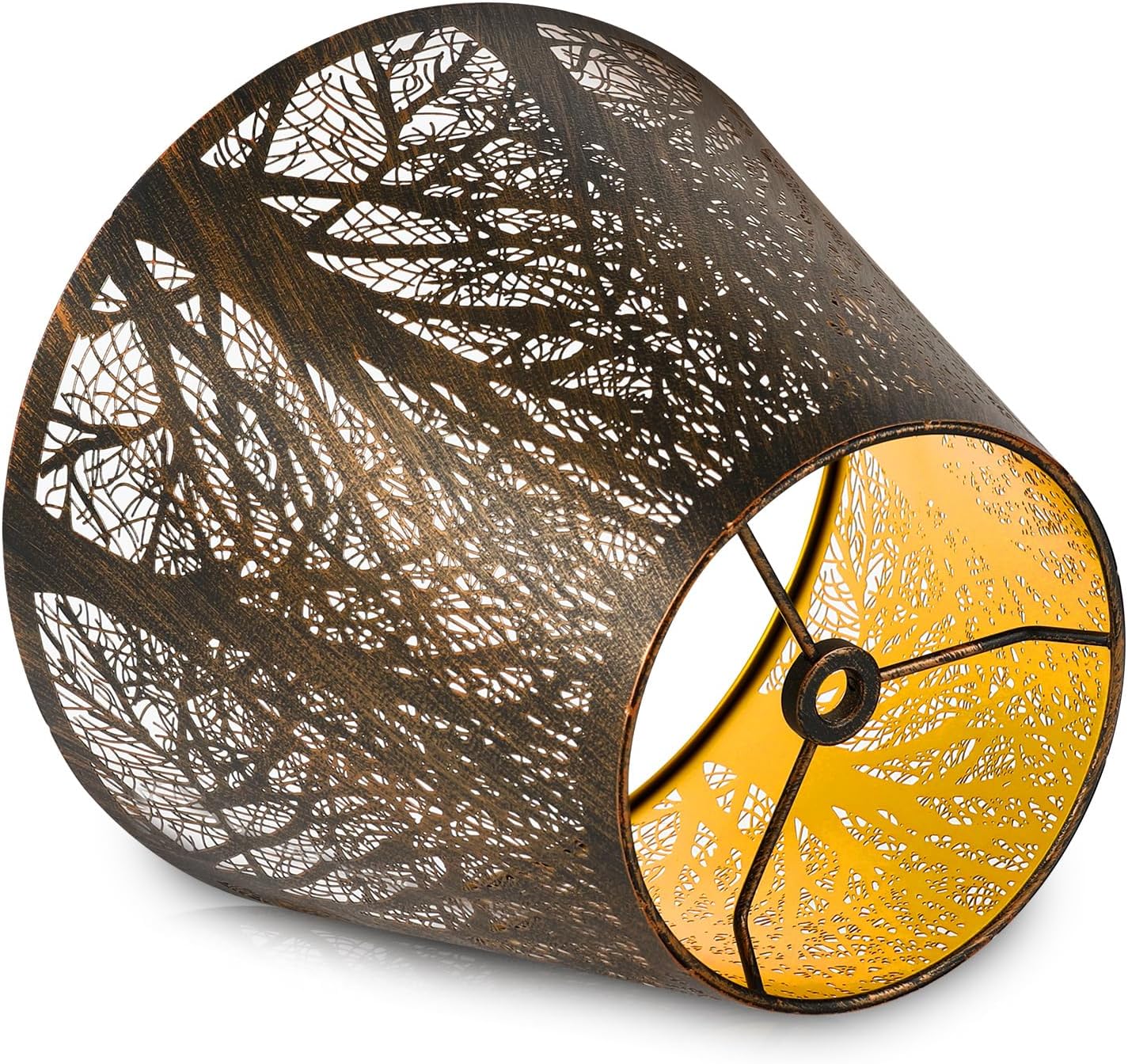 Small Metal Lampshade Forest Etching Forest Lamp Shade Pattern 6'' Top 10'' Bottom Height 7.5'' Fits For Table Lamps And Floor Lamps Spider Fitter Out Black in Gold ALUCSET lampshade - Image 8