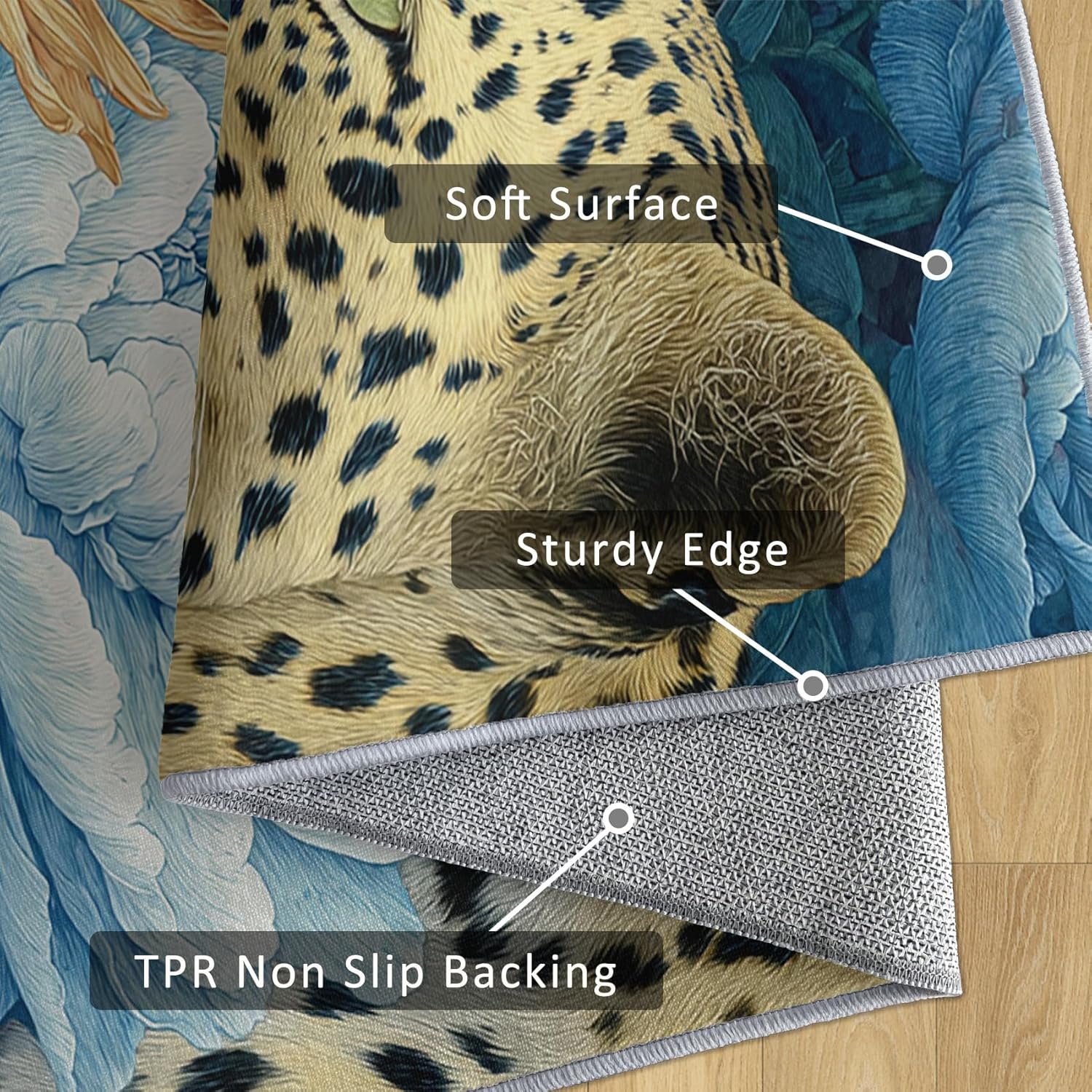 Leopard Rug 4x6 Cheetah Wild Animal Pattern, Washable Living Room Bedroom Area Rugs, Leopard Decor for Home, Soft Non Slip Indoor Carpet, Low Pile Design & J161 - Image 6