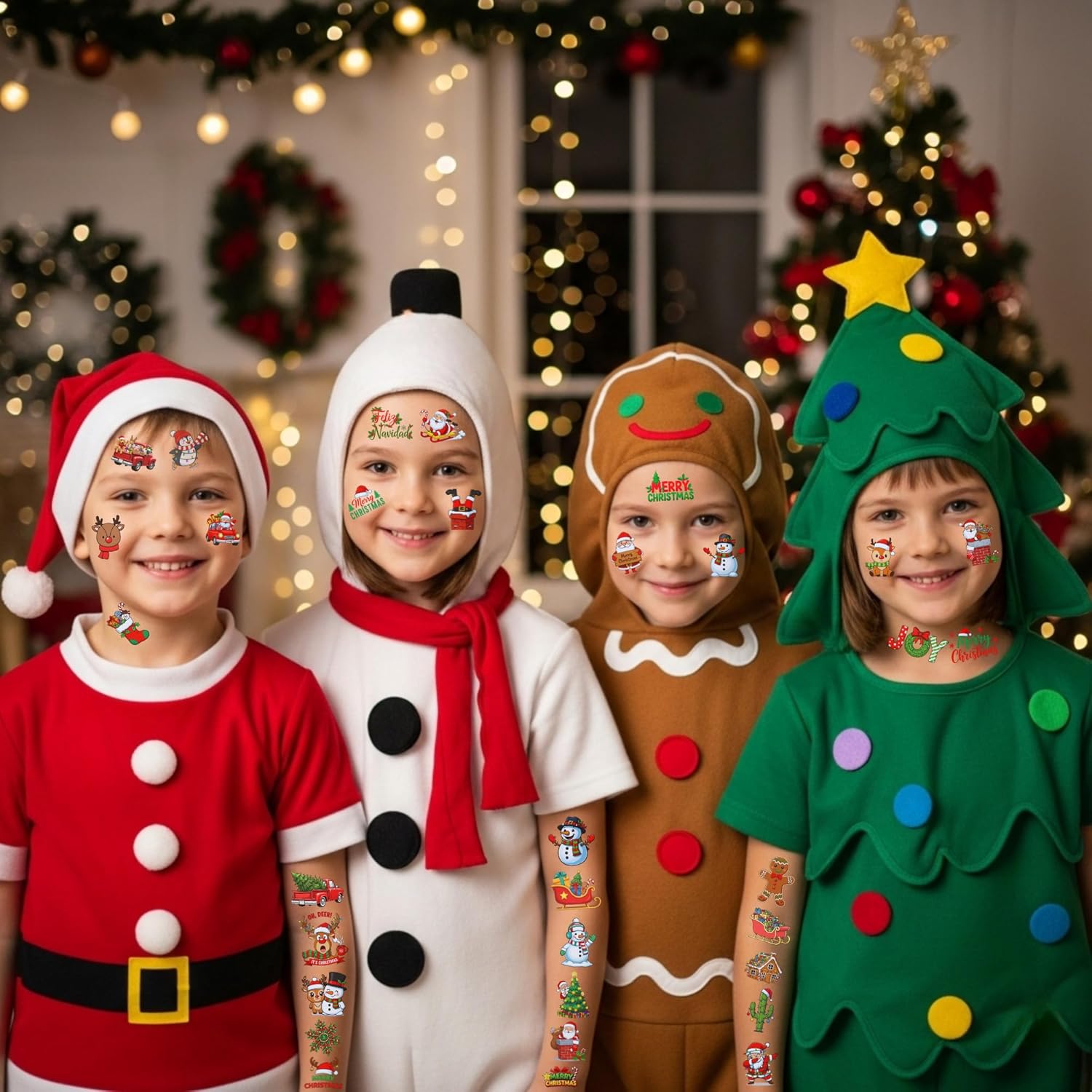 Christmas Temporary Tattoos | Christmas Decorations Party Favors Accessories Goodie Bags Stocking Stuffers Stickers Xmas Santa Claus Reindeer Snowman Gift Idea For Kids Boy Girl Teen Adult-60Pcs - Image 3