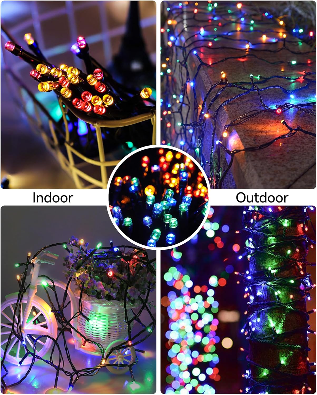 Blingstar Christmas Lights Colored String Lights 33 Ft 100 LED Waterproof Multicolor Twinkle Lights 8 Modes 30 V Plug in Fairy String Lights for Indoor Outdoor Xmas Tree Bedroom Garden Party Decor - Image 5