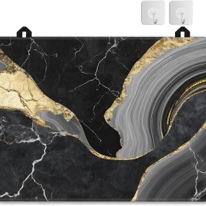 Black Gold Marble Glass Top Stove Cover Protector,Modern Heat Resistant Stove Top Cover, Large Size Range Covers for Electric Stove Countertop Mat, 28 x 20 Inch