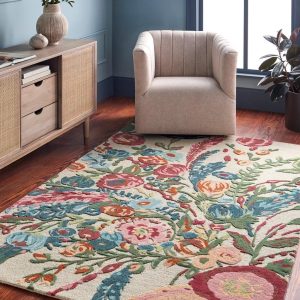 Handcrafted Loop Pile Wool Area Rug 5x7 ft – Premium Soft Texture Carpet with Modern Look | Perfect for Living Room, Bedroom & Home Décor