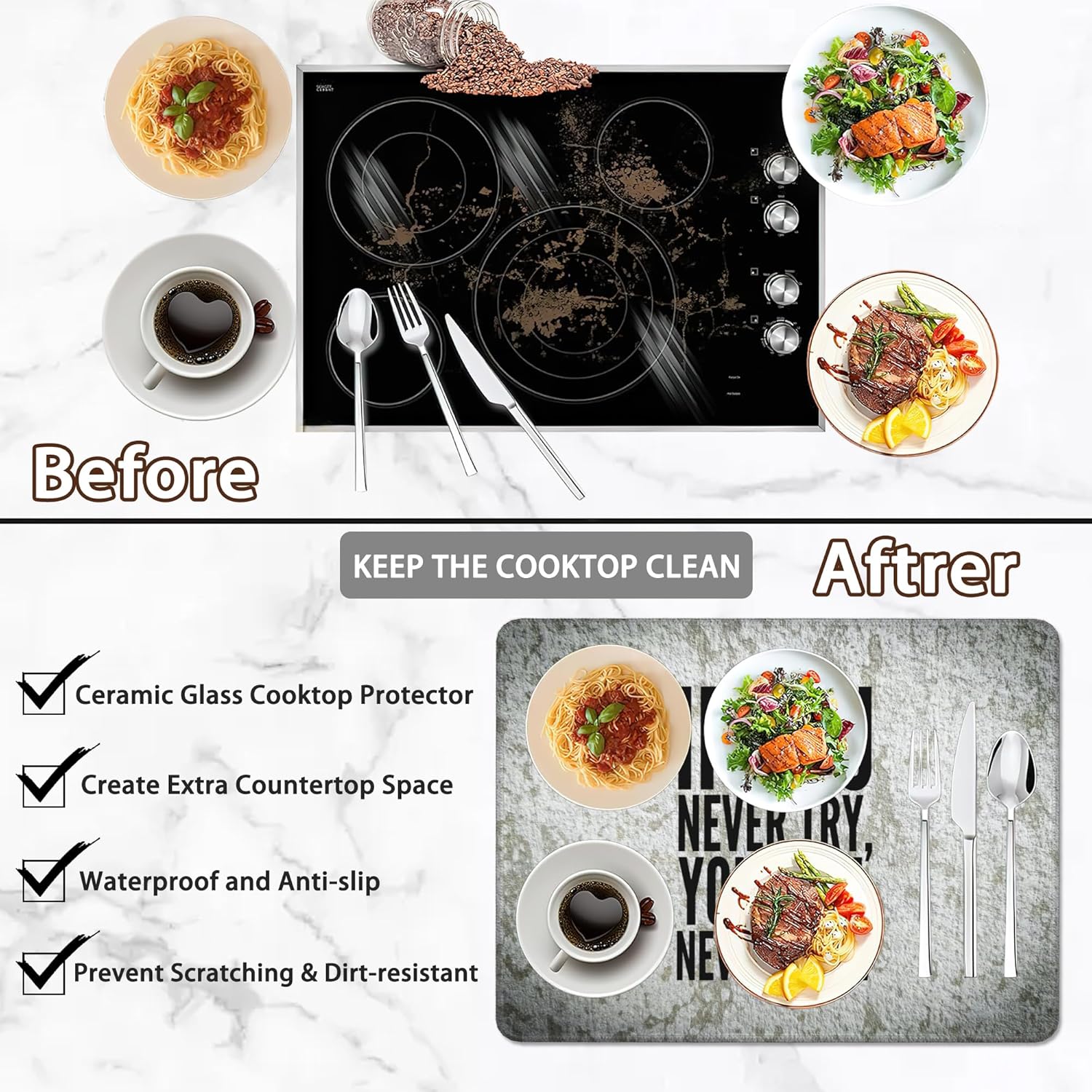 Decorative Electric Stove Cover - Inspirational Quotes Design, Non-Slip Heat Resistant Protector for Smooth/Glass Top Stoves, Fits 28.5'' x 20.5'' (Not for Gas or Coil) - Image 2