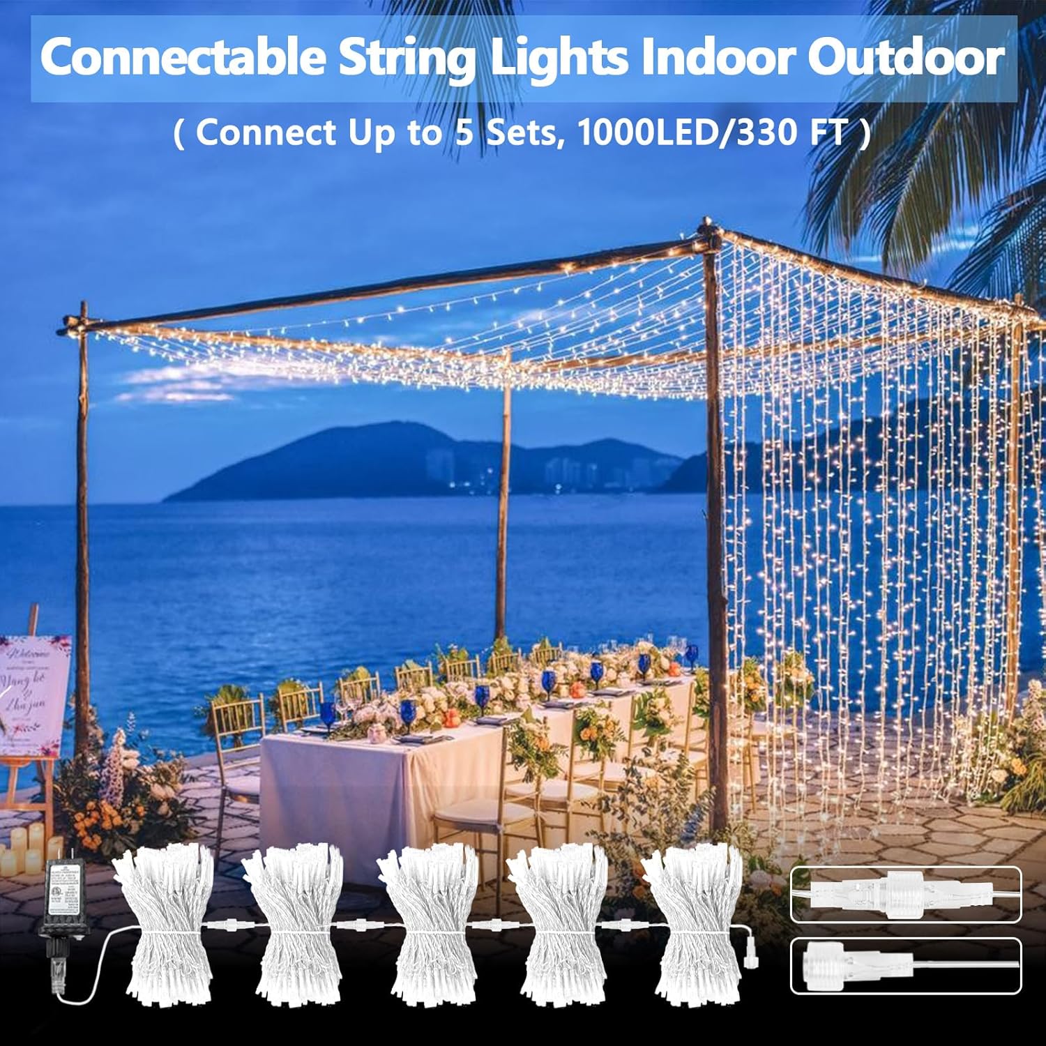 Connectable 200 LED String Lights Indoor Outdoor, 66FT Cool White Christmas Lights Waterproof, 13 Modes with Timer, Twinkle Fairy Lights Plug in Clear Wire for Christmas Tree, Bedroom, Classroom Decor - Image 2