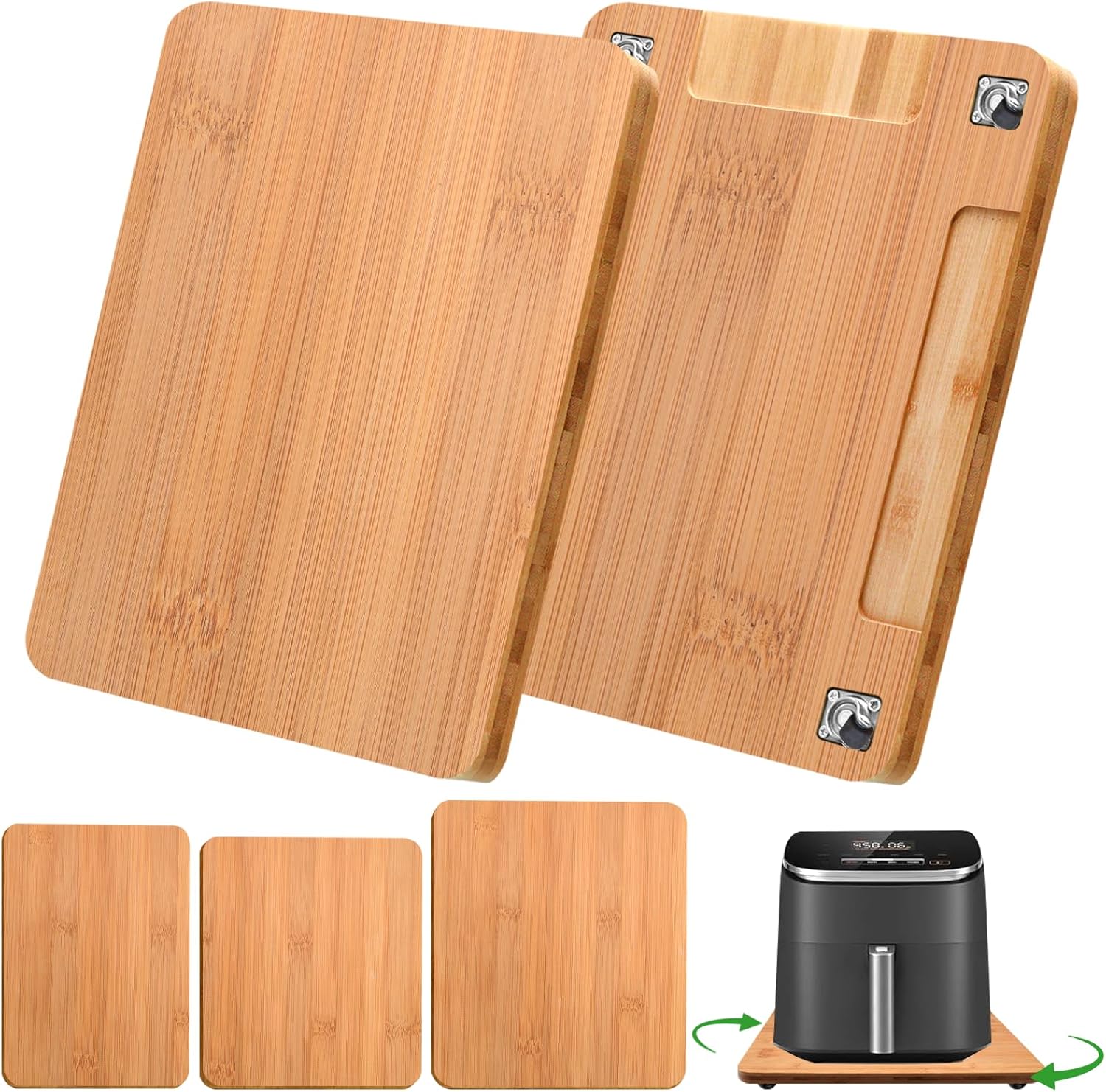 Bamboo Kitchen Appliance Sliders, Sliding Tray for Coffee Maker, Countertop Appliance Slider with 360° Rolling Wheels, Counter Slider Tray for Coffee Pot, Kitchen Aid Mixer (14″ x 12″)