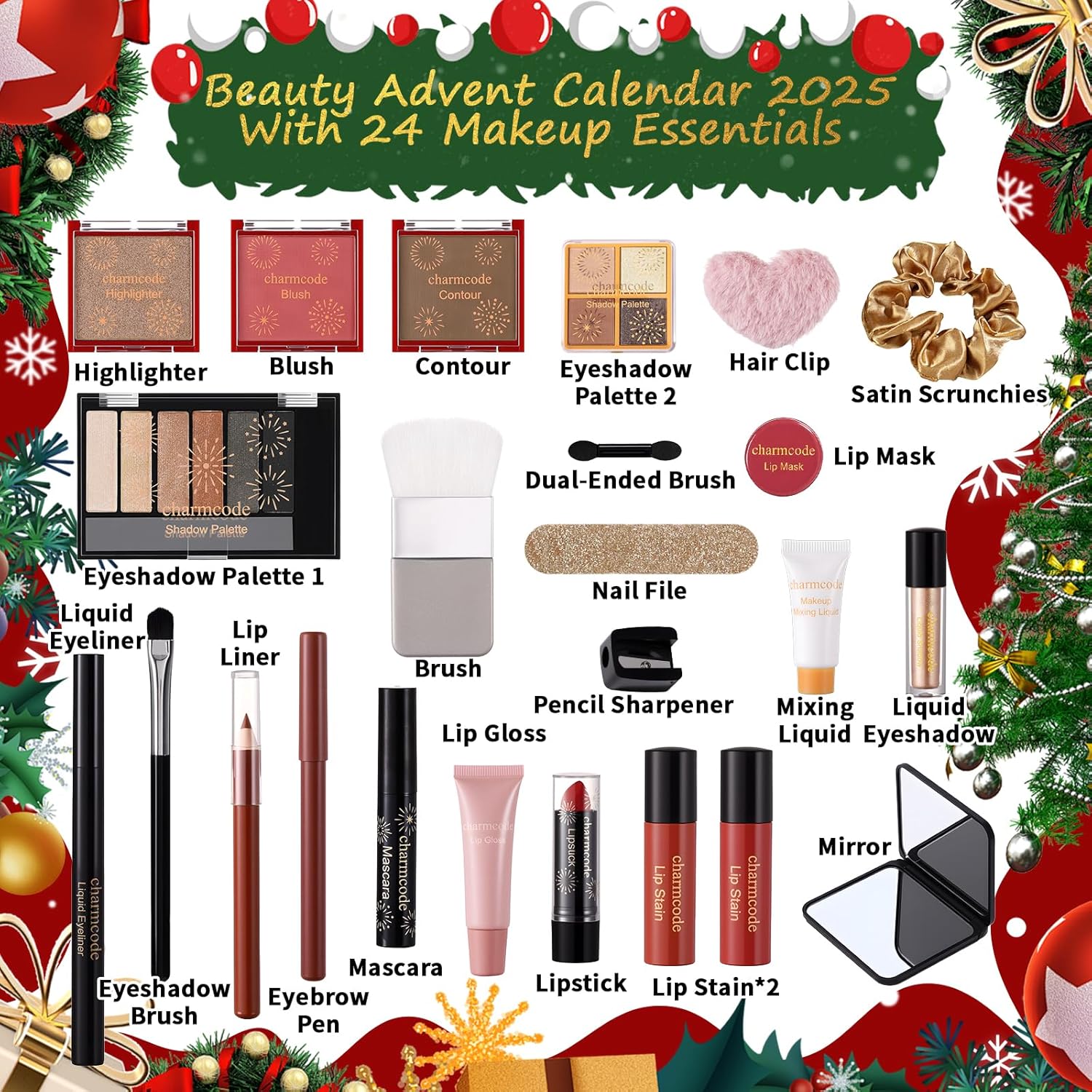 Makeup Advent Calendar 2025, 24 Days Christmas Countdown Calendar Gift Set for Adult Women Teen Girls, Xmas Holiday Beauty & Cosmetic Surprise Make up Kit for Women Full Kit - Image 3