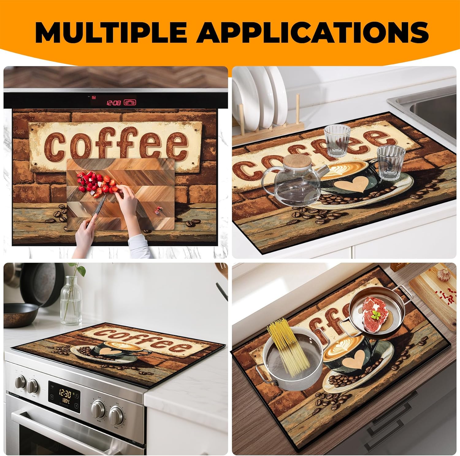 Heat-Resistant Glass Stove Top Cover with Anti-Slip Rubber Coating – Electric Stove Protector, Scratch-Resistant, Counter Space Decor Mat (Coffee, 28.5"L x 20.5"W) - Image 7