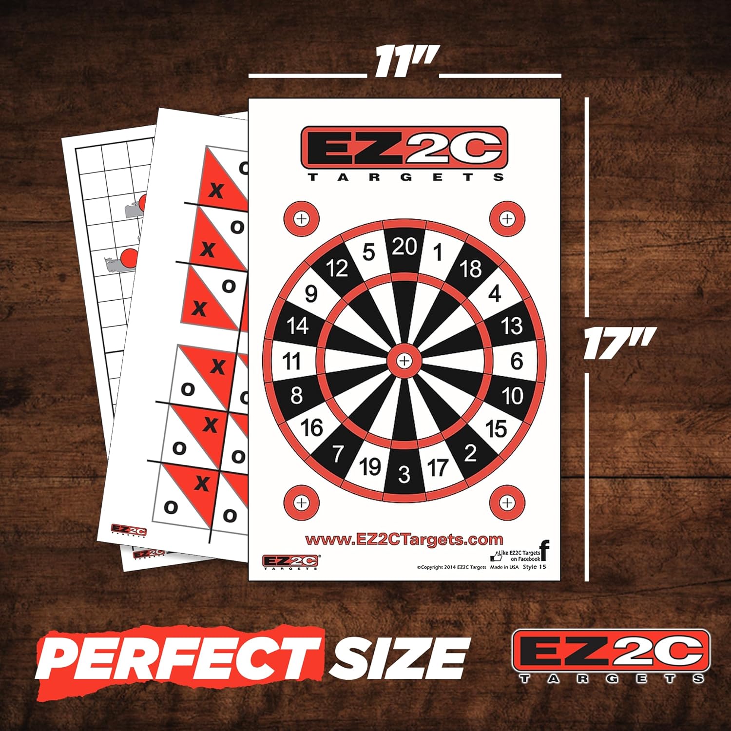 EZ2C Games Styles: Dartboard - Sink The Boats - Tic-Tac-Toe - Reducing Circles - Paper Targets for Shooting Range 11"x17" Fun Gun Range Targets for Shooting USA Made Gun Gifts - Image 7
