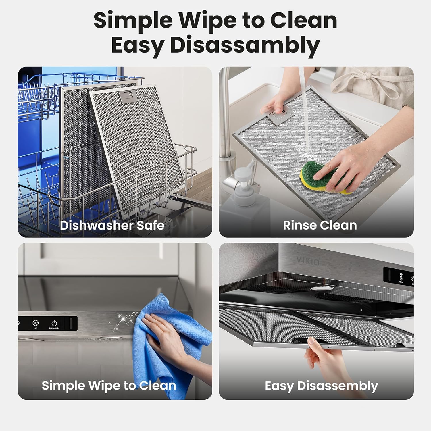 Range Hood 30 Inch Under Cabinet, 900CFM Stainless Steel Kitchen Stove Vent Hood, Touch/Gesture Control, 3 Speed Exhaust Fan, LED Lights, Reusable 5-Layer Aluminum Filters - Image 8