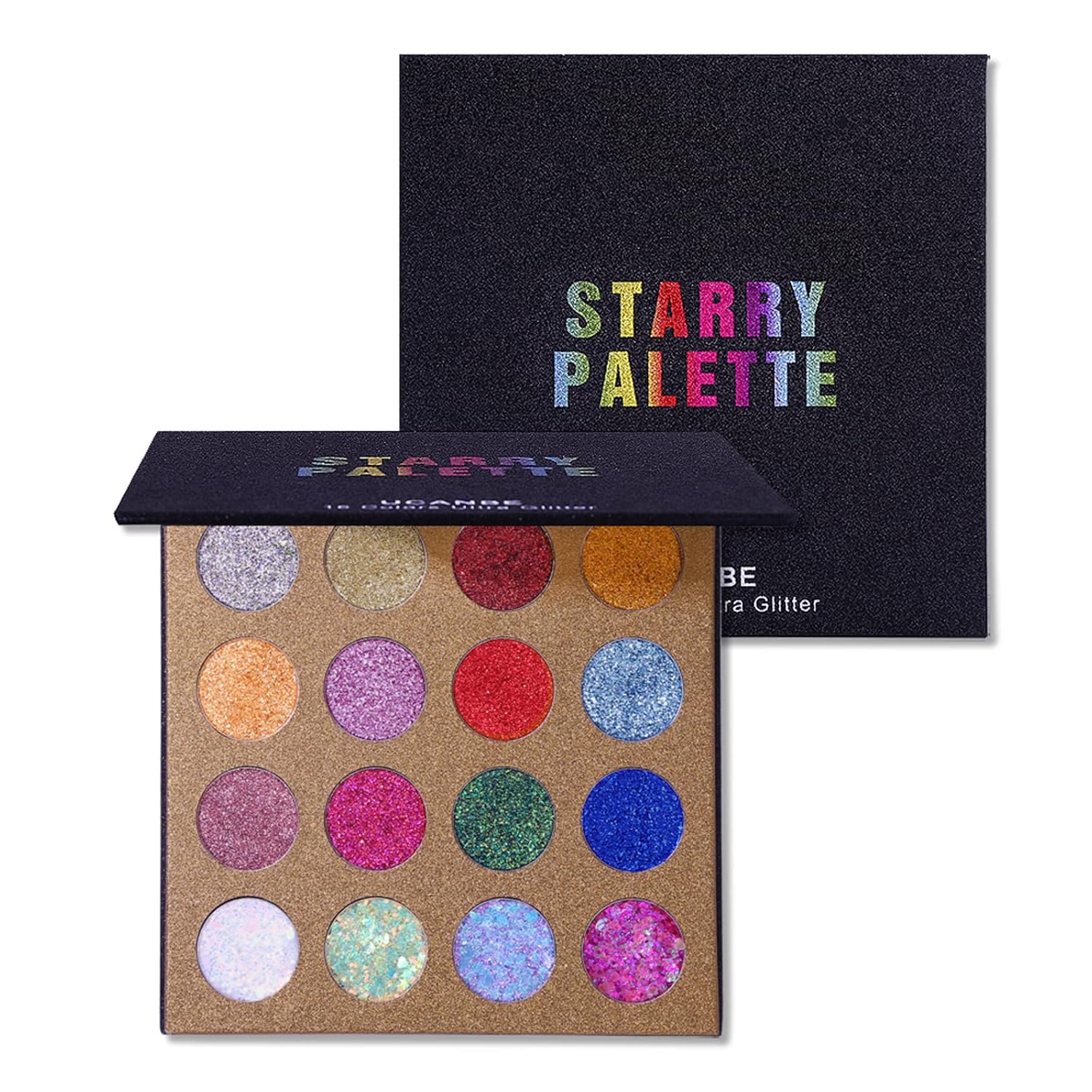 UCANBE Pro Glitter Eyeshadow Palette - Professional 16 Colors - Chunky & Fine Pressed Glitter Eye Shadow Powder Makeup Pallet Highly Pigmented Ultra Shimmer for Face Body - Image 8