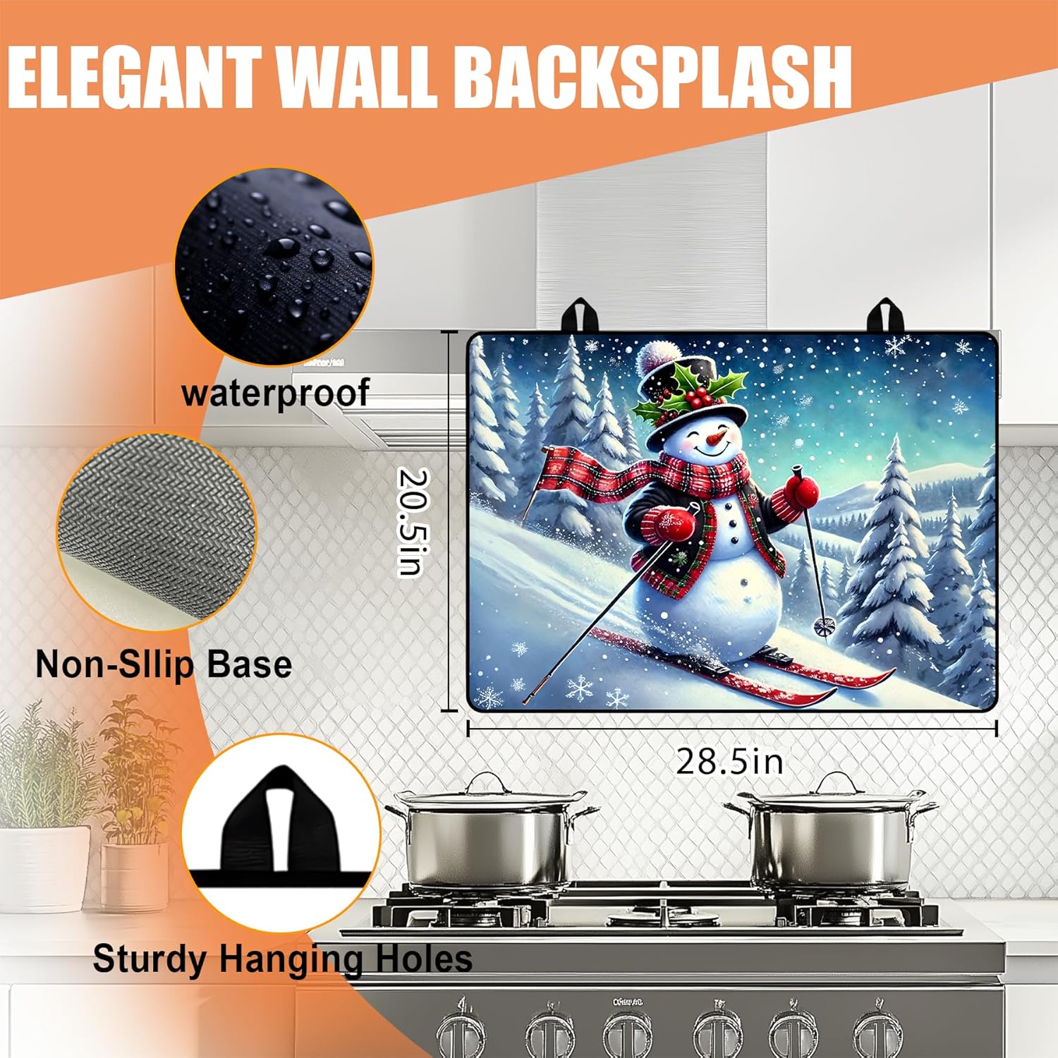 Christmas Stove Top Cover Mat (28"x20") | Anti-Slip Heat-Resistant Foldable Glass Protector & Multi-Scenario Dish Drying Mat - Image 4
