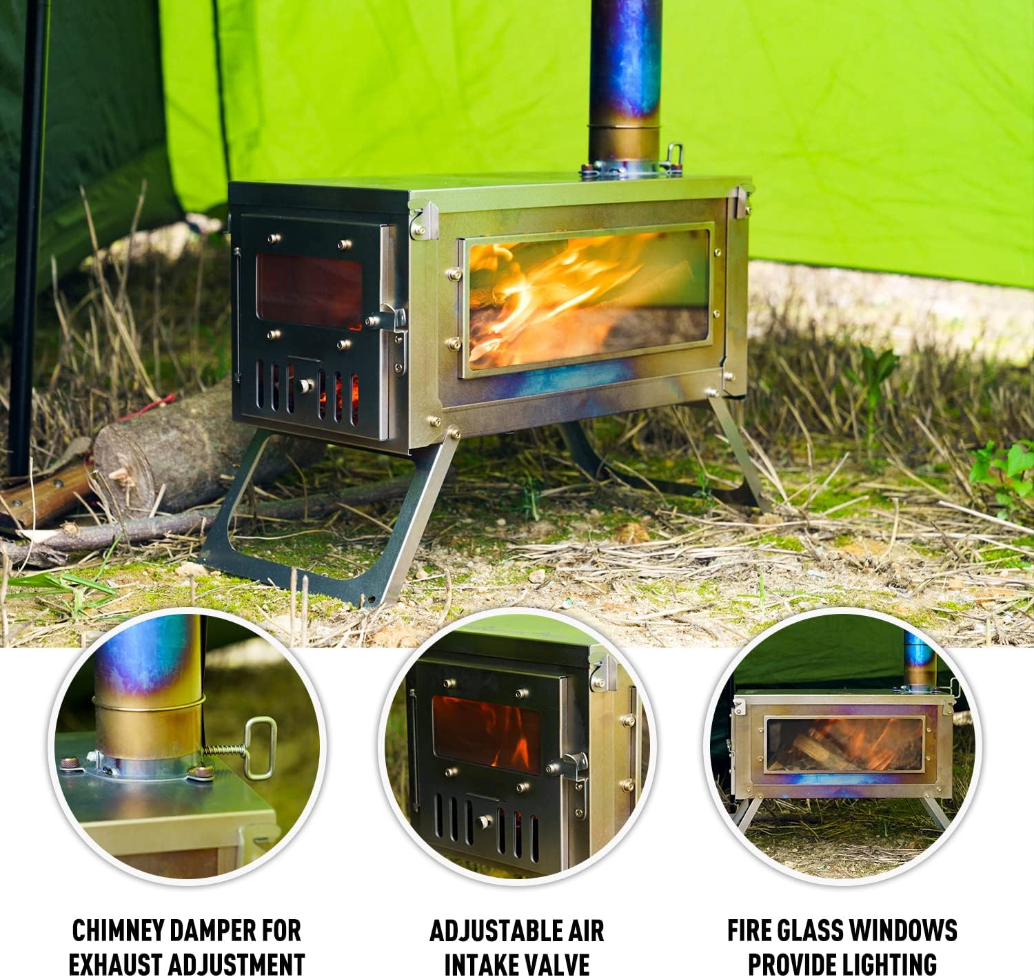 FireHiking Titanium Stove Camping Tent Burning Stove Foldable Ultralight - Image 3