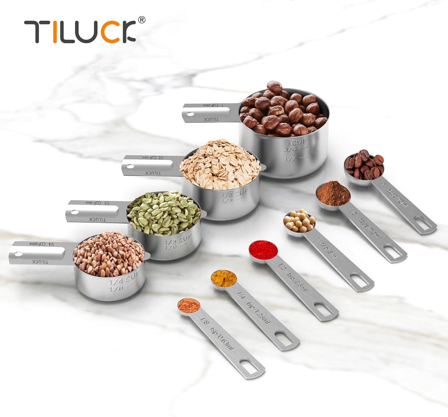 TILUCK Stainless Steel Measuring Cups & Spoons Set, Cups and Spoons,Kitchen Gadgets for Cooking & Baking (10) - Image 5