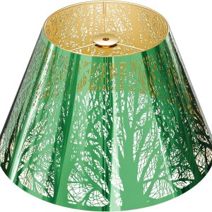 Stainless Steel Lamp Shade, ALUCSET Barrel Lampshade for Table Lamps, Metal Lamp Shade 7" Top x 13" Bottom x 7.8" High(Spider), Green Mirror Finshed Exterior Gold-plated Interior Replacement Shade