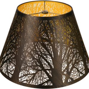 Metal Lamp Shade, ALUCSET Barrel Lampshade with Pattern of Trees Lampshades for Table Lamp, Metal Lamp Shades 7" Top x 13" Bottom x 7.8" High Spider Fitter, Bronze Gold