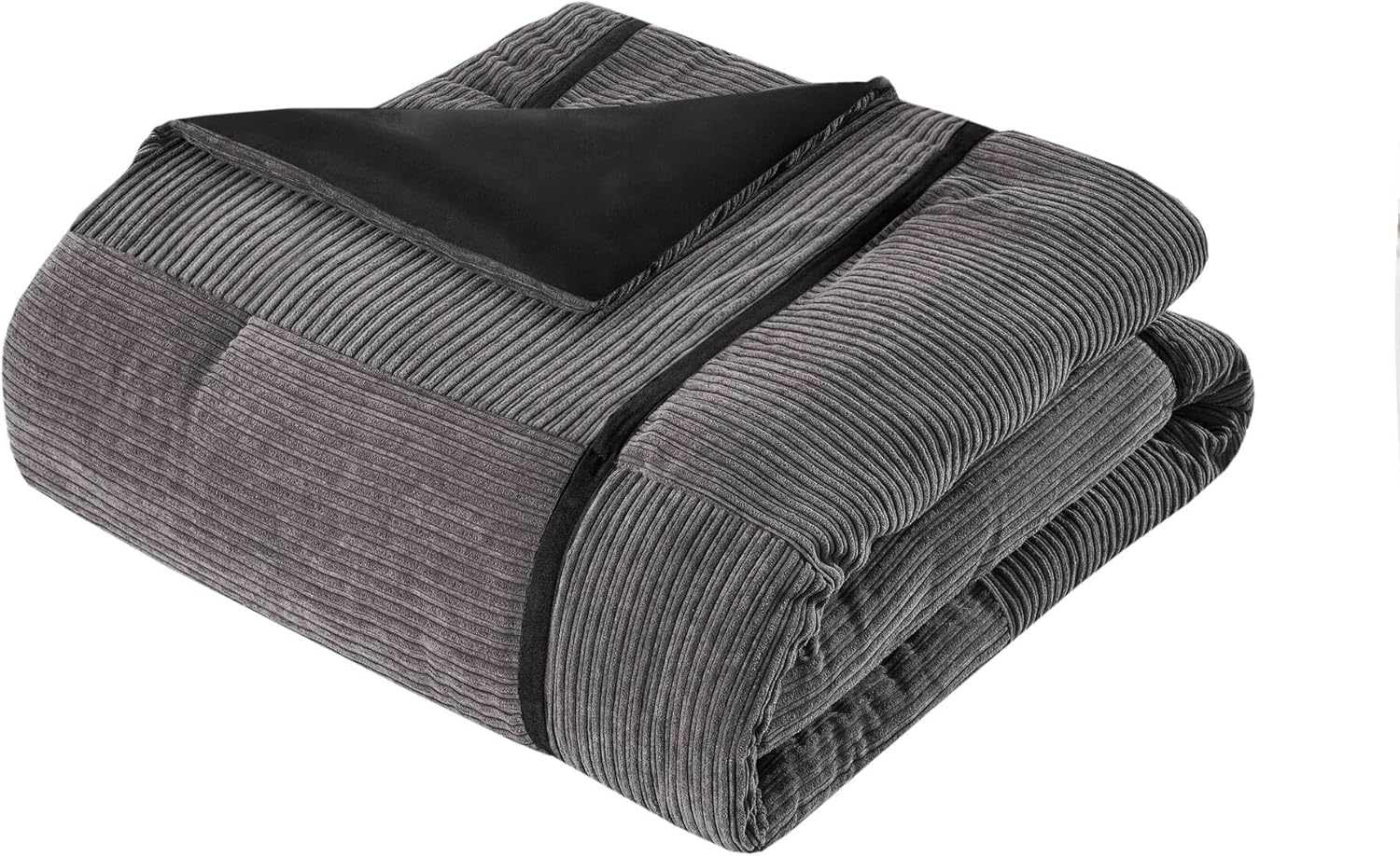 CHARMMA 7 Piece Micro Corduroy Comforter Set Grey Cal King, Grey, 104.00x92.00x1.50in - Image 6