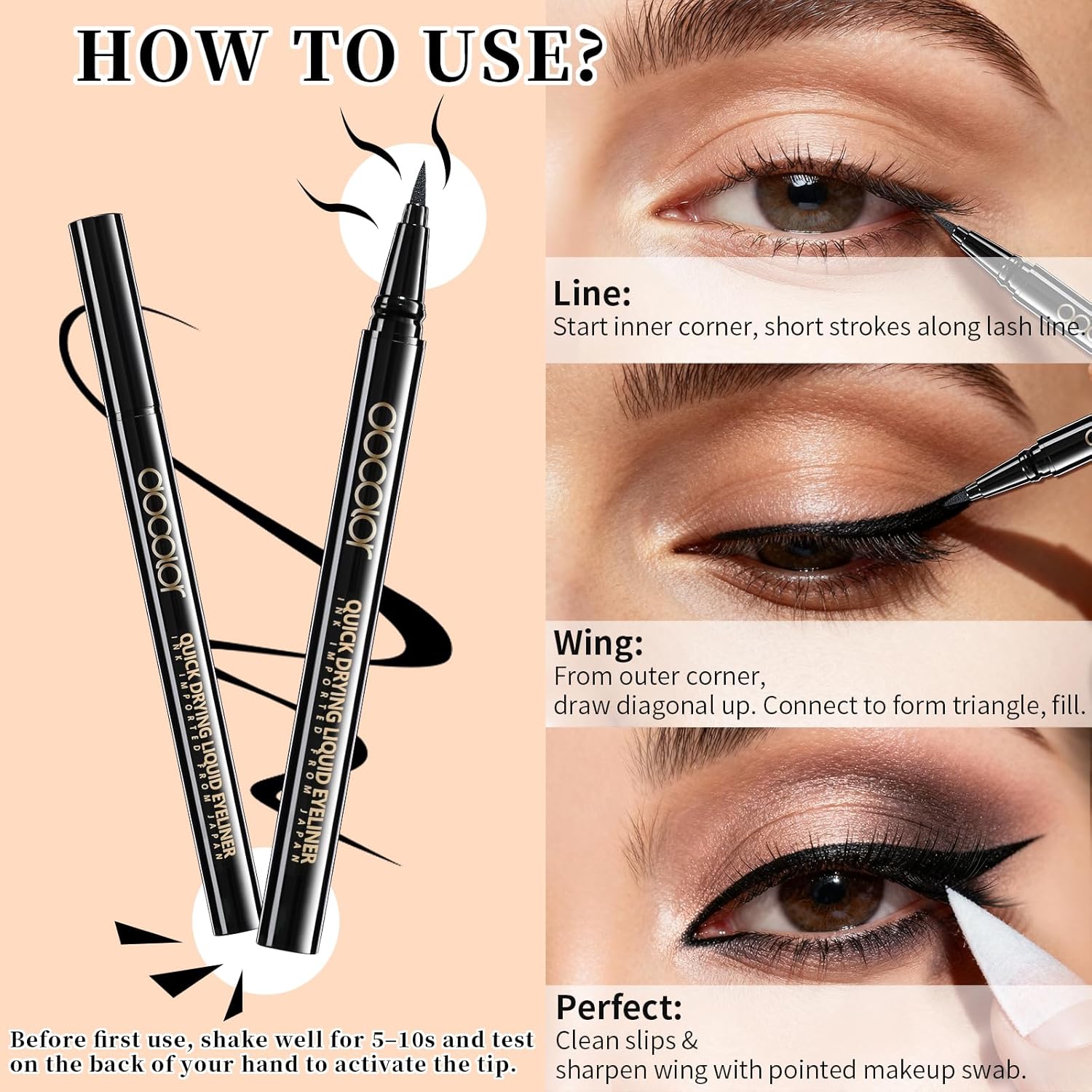 docolor Waterproof Eyeliner Pen Super Slim Precise All Day Black Eyeliner Liquid Professional Makeup Liquid Eye Liner Pencil for Women - Image 7