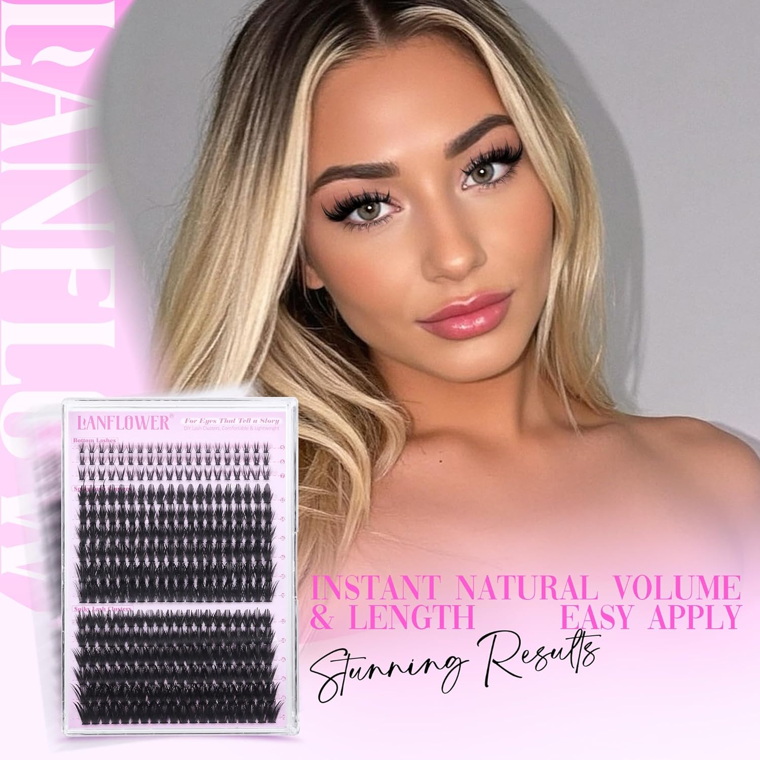 Spiky Lash Clusters Manga Eyelash Clusters D Curve Cluster Eyelash Extensions Wispy Cluster Lashes with Bottom Lashes 12-20mm Fairy Individual Lashes by Lanflower - Image 7