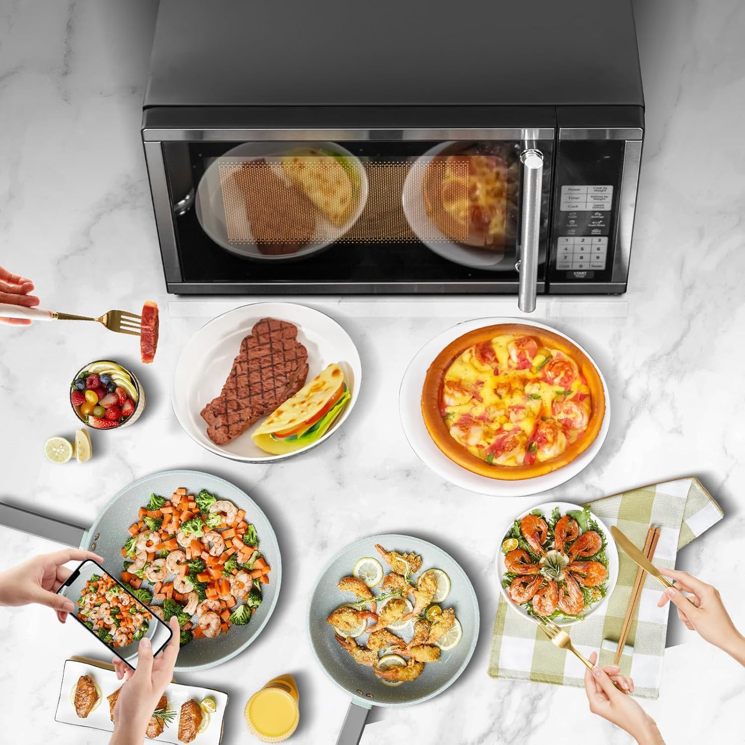 0.7 cu.ft Countertop Microwave Ovens 700 Watts, Small Microwave Oven With LED Lighting,Turntable and Child Lock,Compact Microwave Perfect for Apartments and Dorms,Easy Clean Interior,Black - Image 6