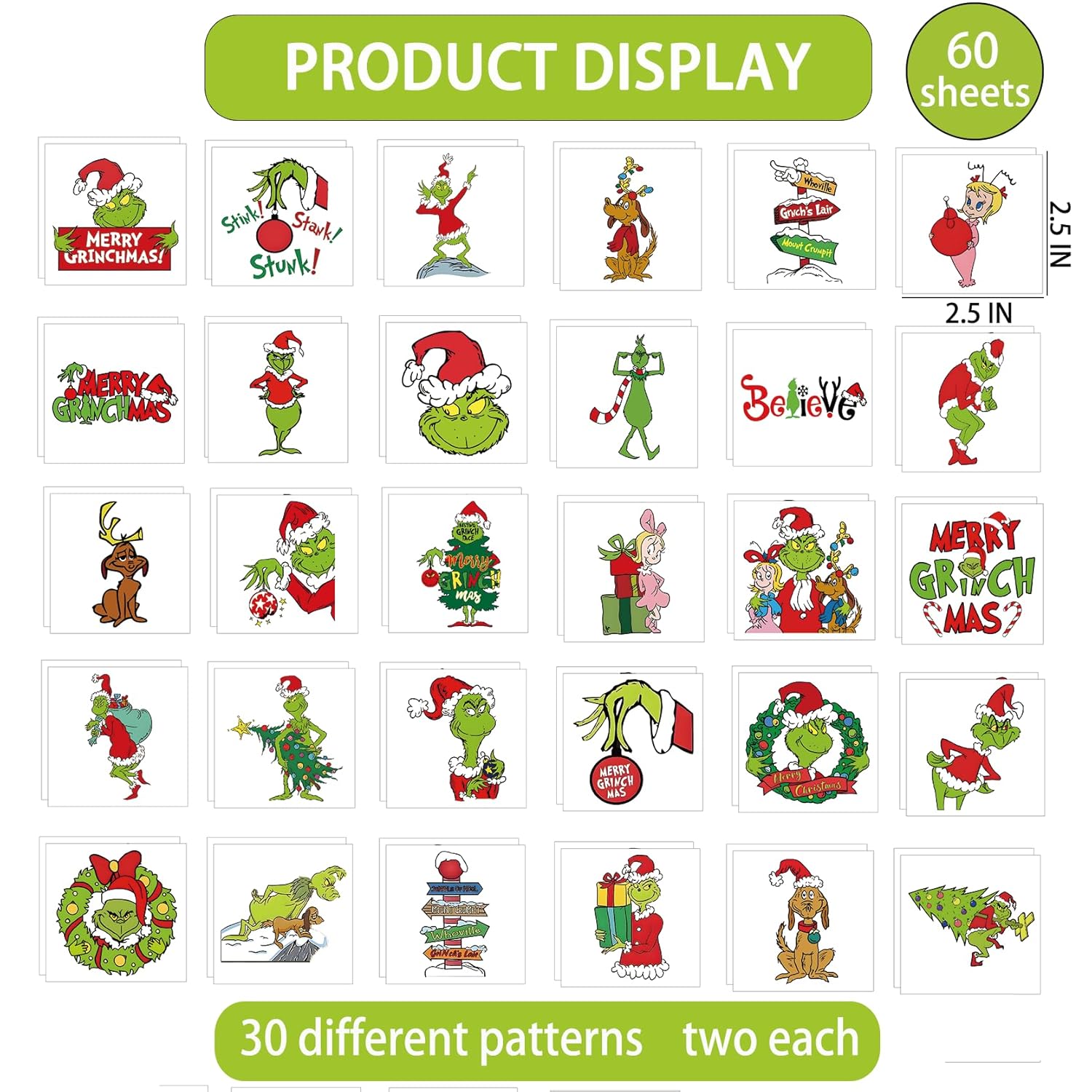 Christmas Temporary Tattoos for Kids - 60 Sheets Christmas Tattoo Stickers for Crafts - Xmas Stocking Stuffers Party Favors for Christmas Decorations Party Supplies - Image 2